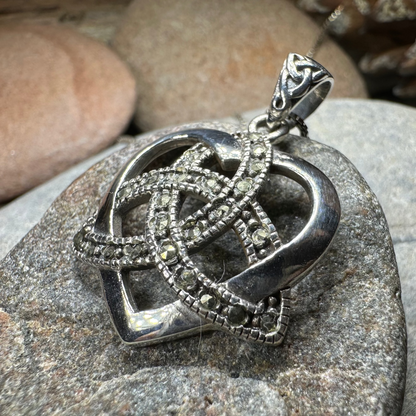 Celtic Love Knot Necklace in Sterling Silver with Marcasites