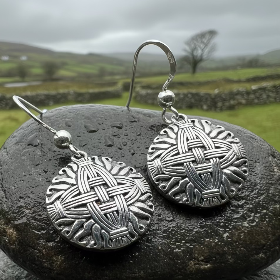 Irish Saint Brigid's Cross Earrings in Sterling Silver