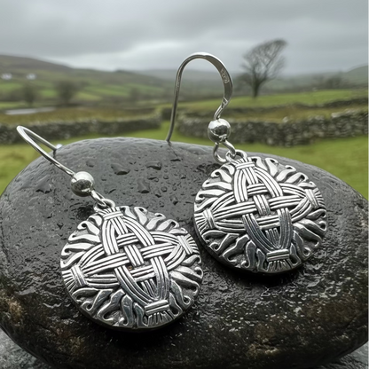 Irish Saint Brigid's Cross Earrings in Sterling Silver