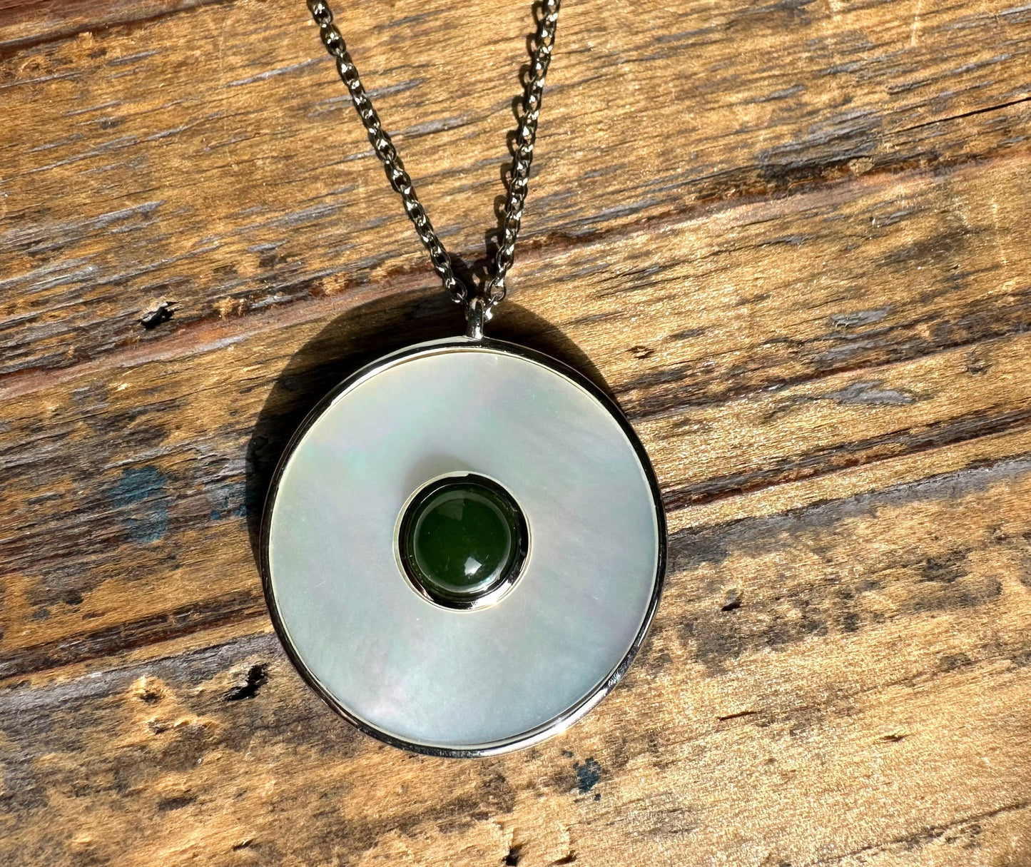 Canadian Jade and Mother of Pearl Pendant