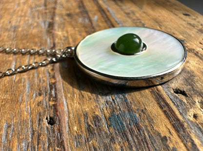 Canadian Jade and Mother of Pearl Pendant
