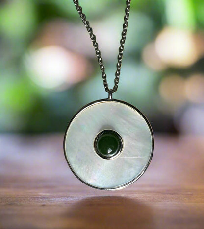 Canadian Jade and Mother of Pearl Pendant