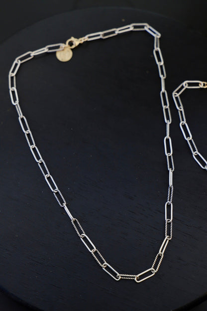 Cecilia Paperclip Chain - Antiqued Silver