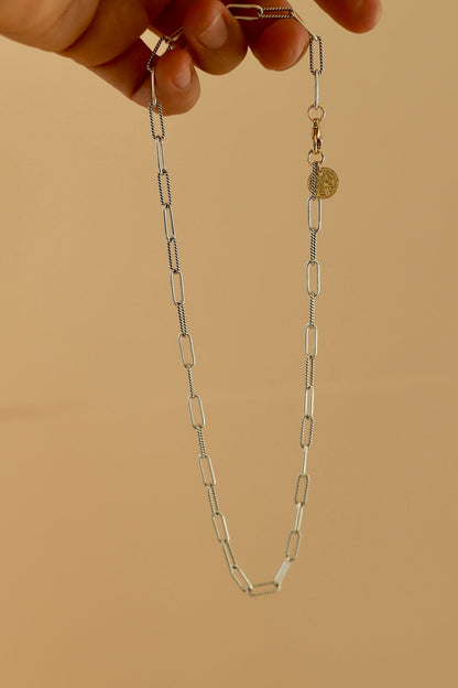 Cecilia Paperclip Chain - Antiqued Silver