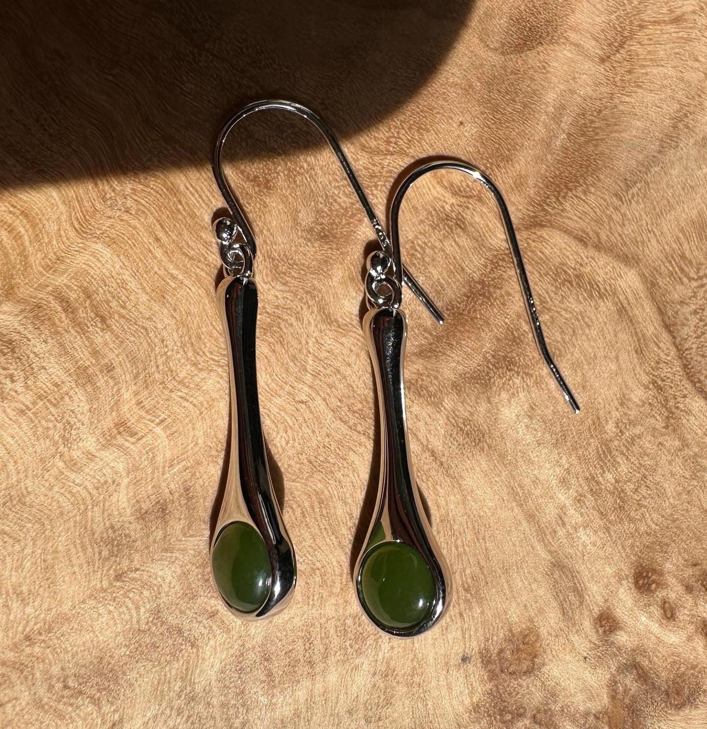 Canadian Jade and Sterling Silver Drop Earrings