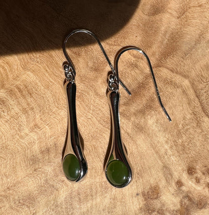 Canadian Jade and Sterling Silver Drop Earrings