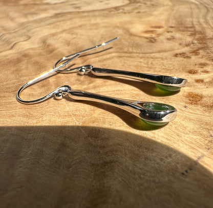 Canadian Jade and Sterling Silver Drop Earrings