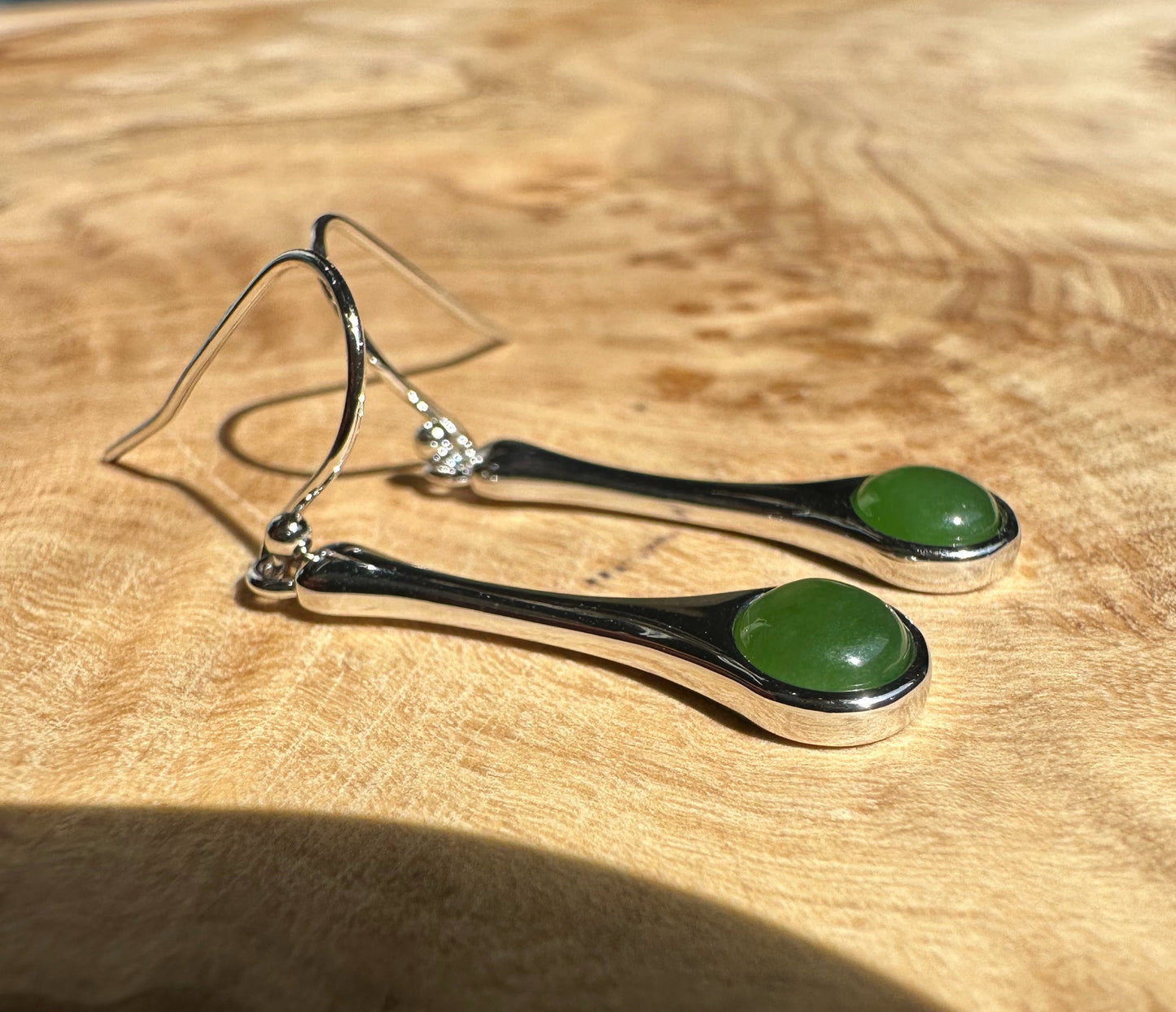 Canadian Jade and Sterling Silver Drop Earrings