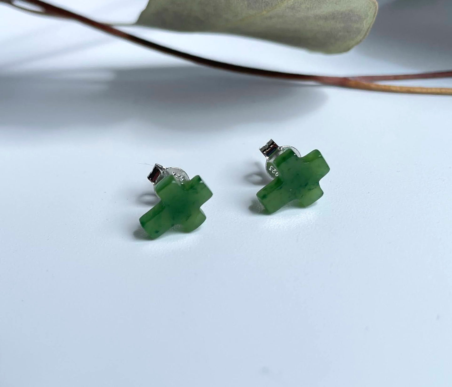 Small Jade Cross Earrings