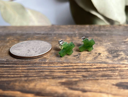 Small Jade Cross Earrings