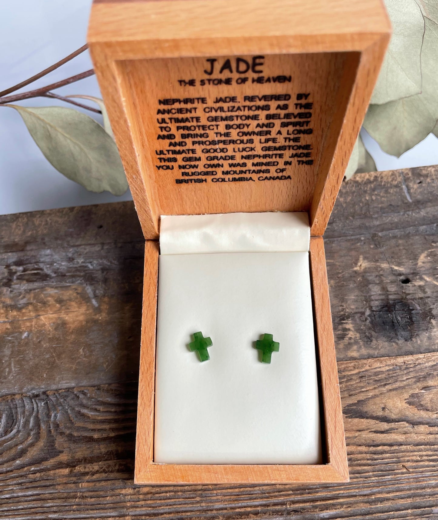 Small Jade Cross Earrings