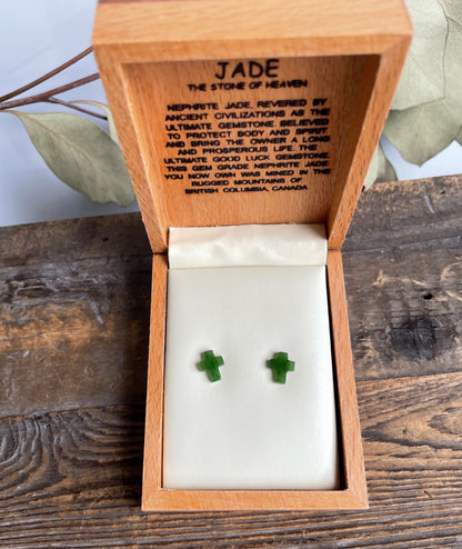 Small Jade Cross Earrings