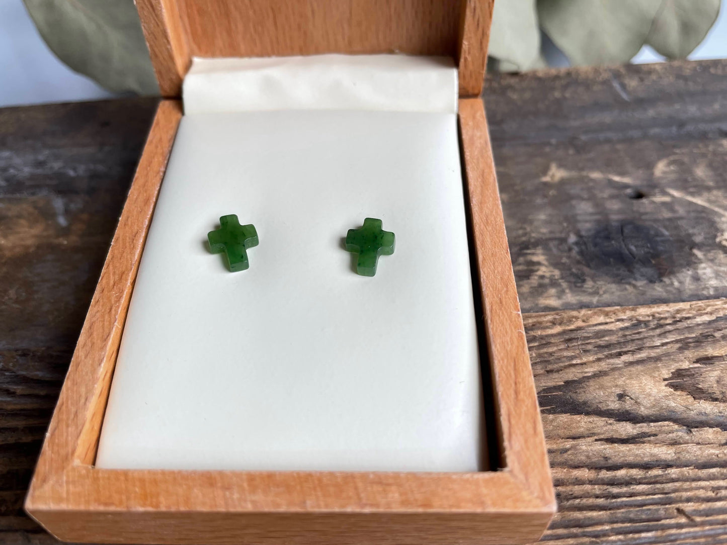 Small Jade Cross Earrings