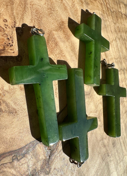 Canadian Jade Cross Pendant, 40mm*