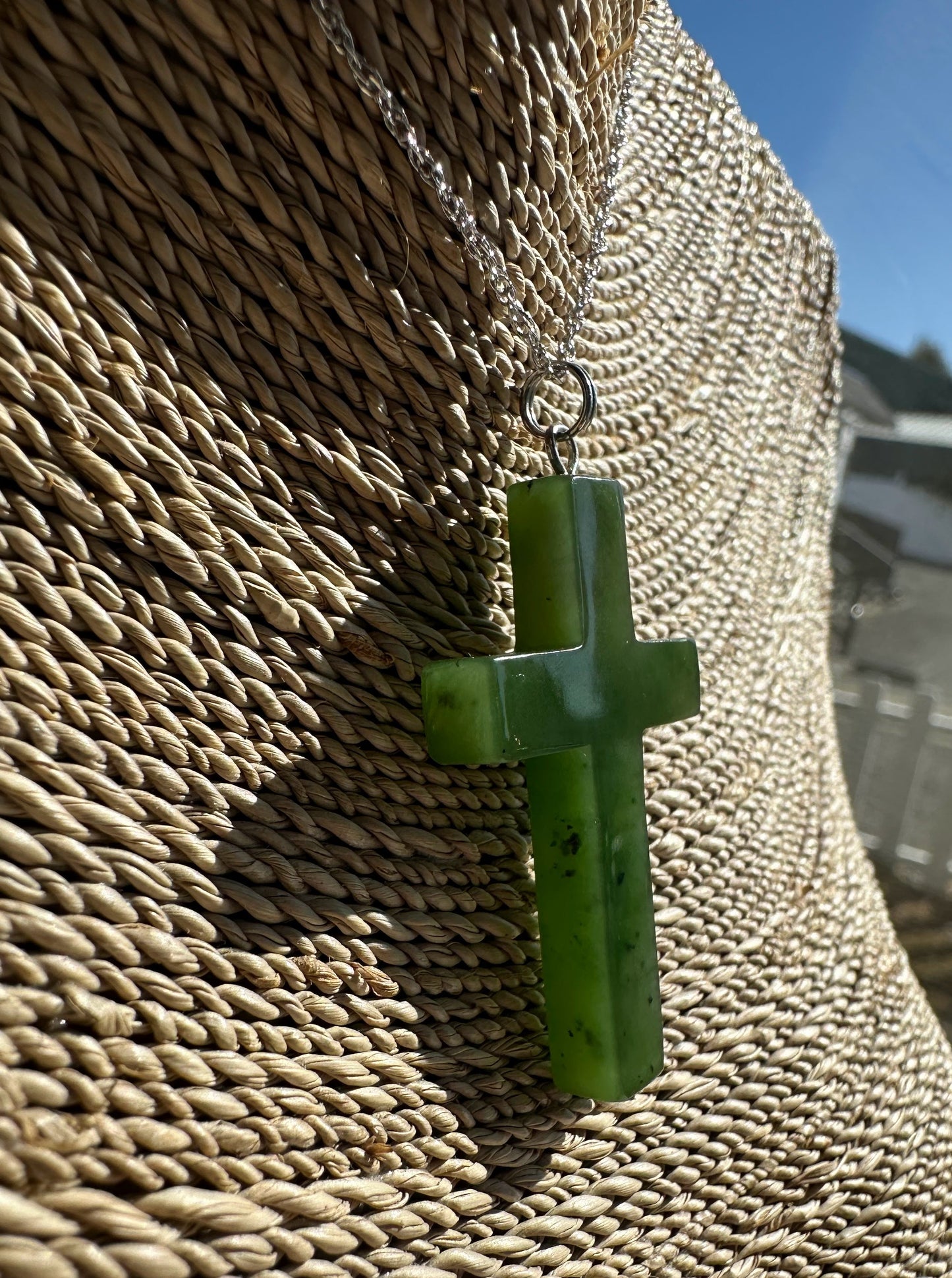 Canadian Jade Cross Pendant, 40mm*