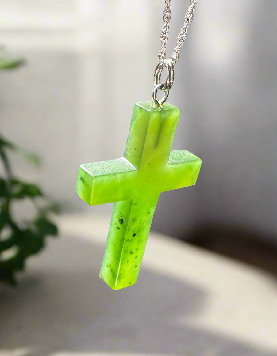 Canadian Jade Cross Pendant, 40mm*