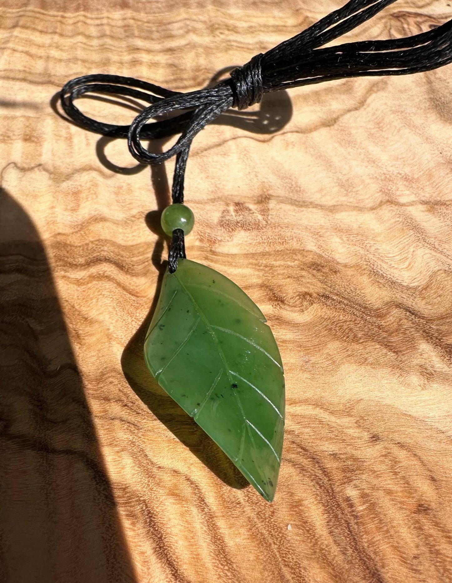 Canadian Jade Leaf Pendant 38mm