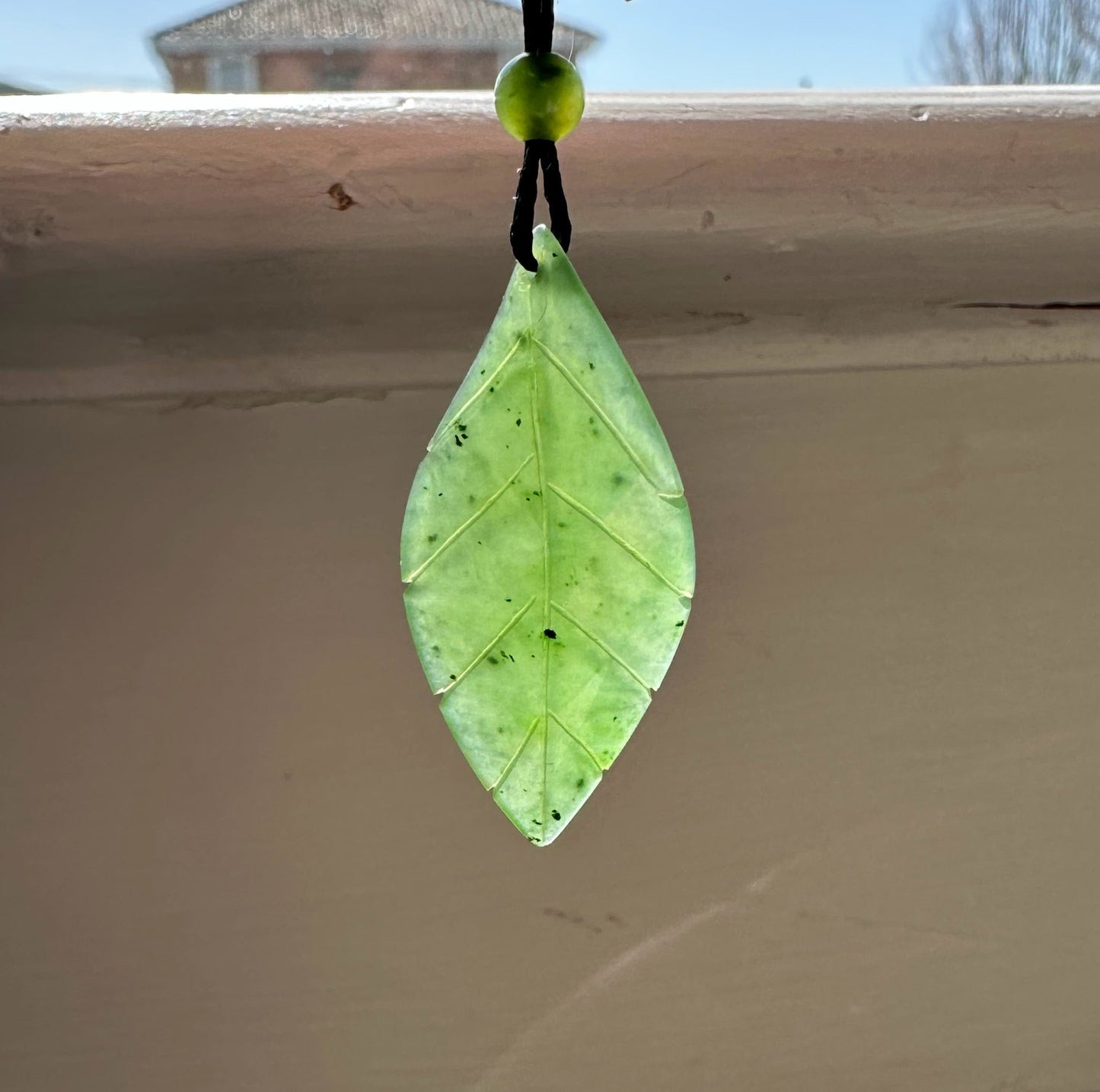Canadian Jade Leaf Pendant 38mm