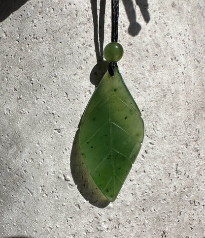 Canadian Jade Leaf Pendant 38mm