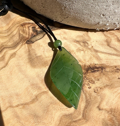 Canadian Jade Leaf Pendant 38mm