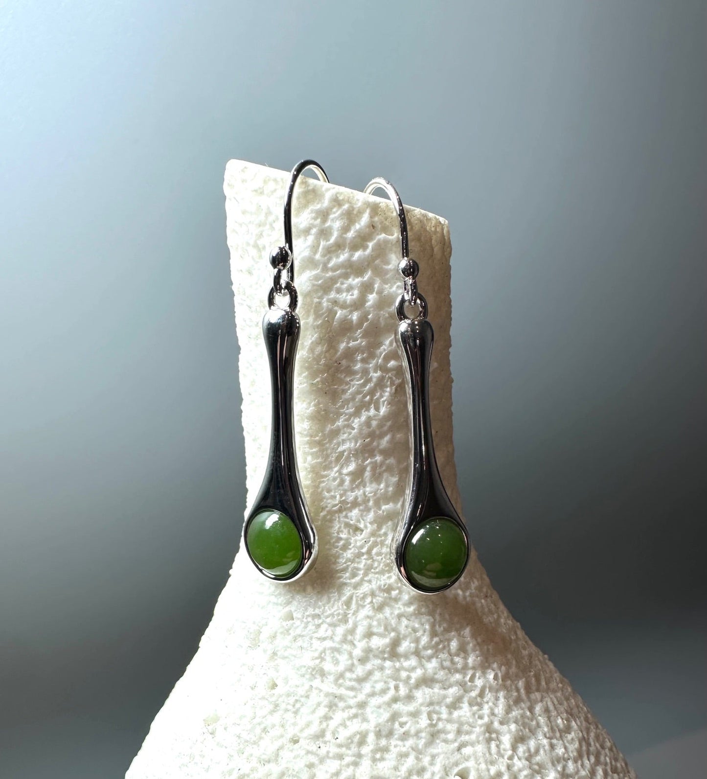 Canadian Jade and Sterling Silver Drop Earrings