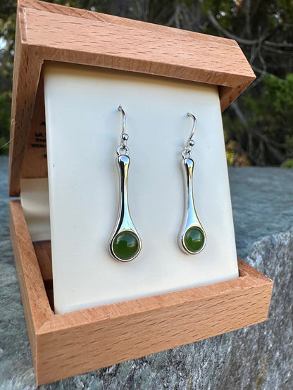 Canadian Jade and Sterling Silver Drop Earrings