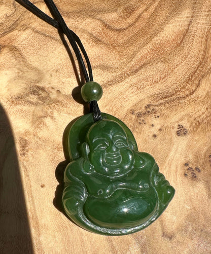 Canadian Jade Pendant, Happy Buddha 26mm