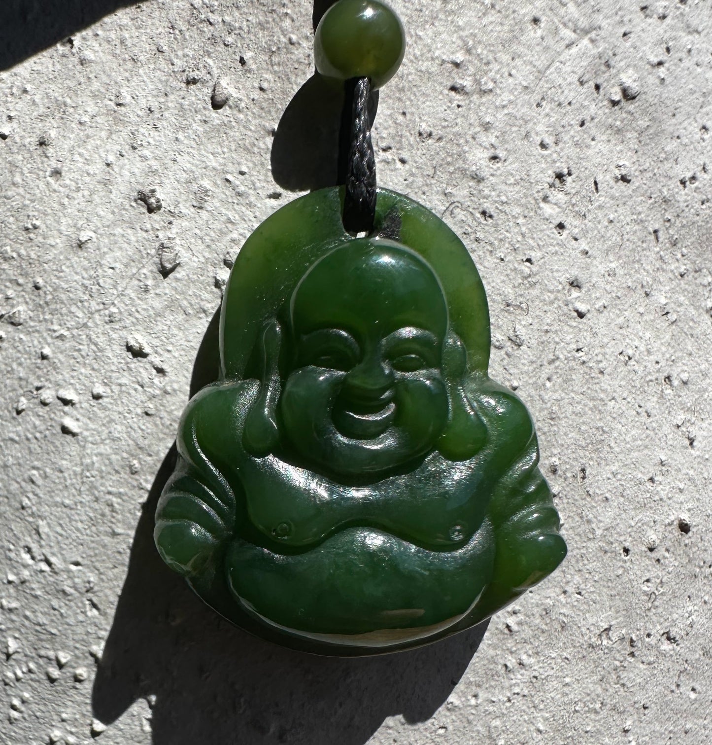 Canadian Jade Pendant, Happy Buddha 26mm