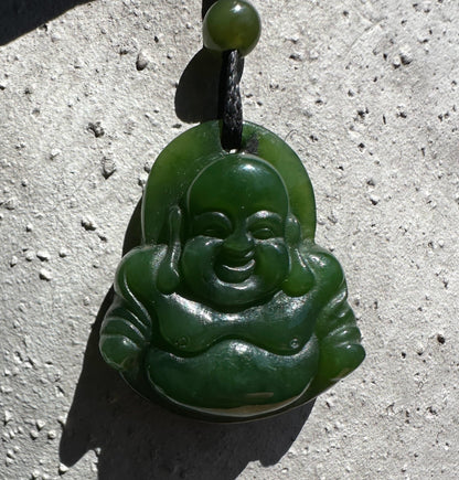 Canadian Jade Pendant, Happy Buddha 26mm