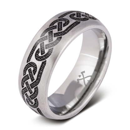 The Liam - Men's Ring / Wedding Band - Titanium with Celtic Knotwork