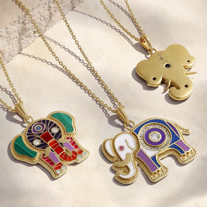 Regal Harmony Elephant Multi-Gemstone Necklace