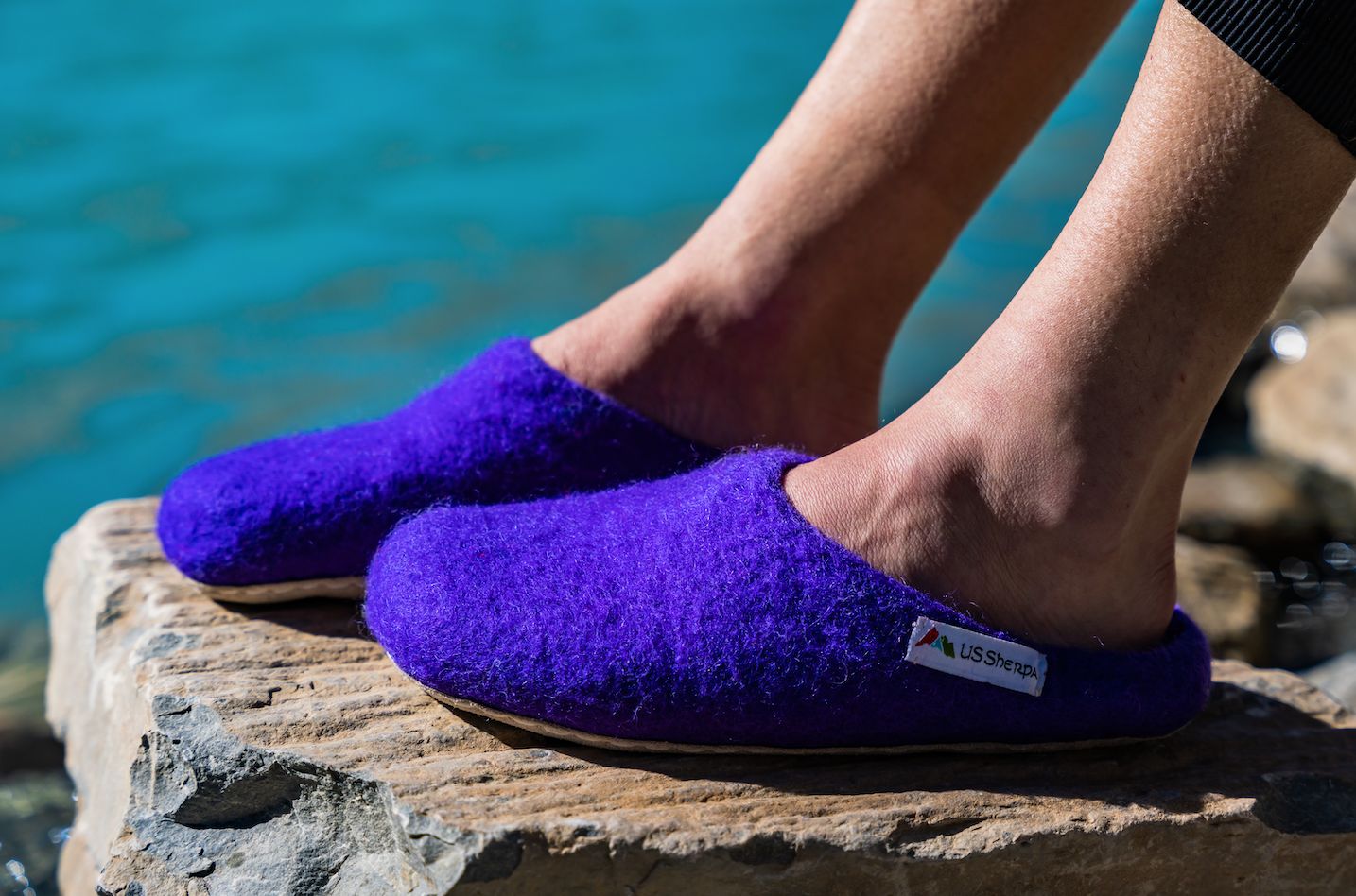 Purple Sherpa Slippers - Hand Made in Nepal