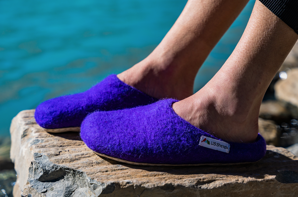 Purple Sherpa Slippers - Hand Made in Nepal