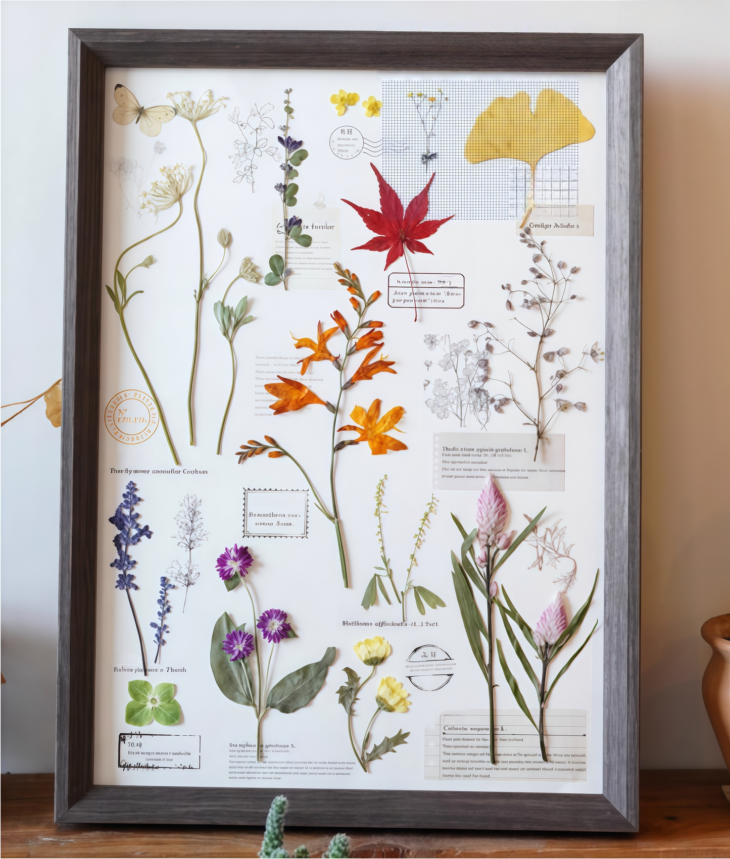 "The Grand Herbarium" - Large Real Pressed Fern & Flower Art (A3 Size)