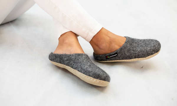 Grey Sherpa Slippers - Hand Made in Nepal