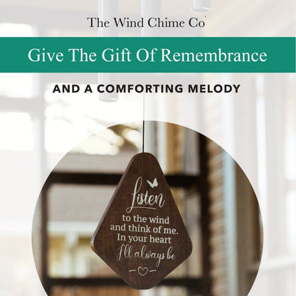 55" Serenity Large Deep Tone Memorial Wind Chime Church Bells - Listen to the wind and think of me, In your heart I'll always be