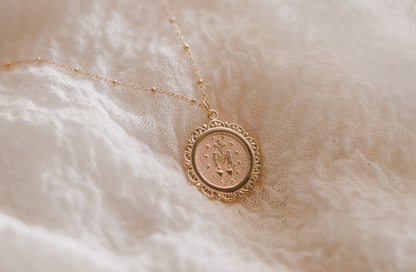 Filigree Miraculous Medal Necklace - 18k Gold Filled