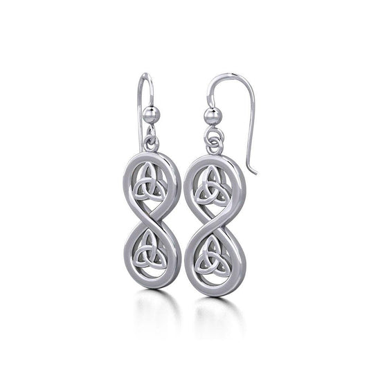 Infinity with Trinity Knot Silver Earrings