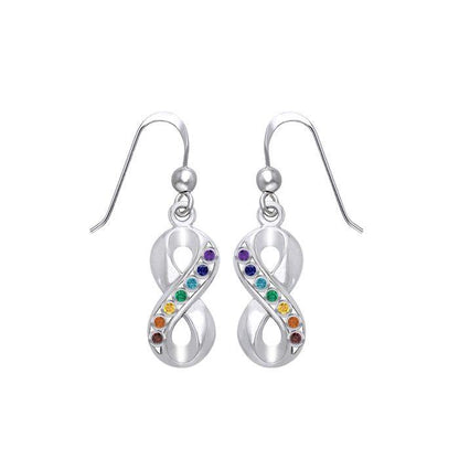 Infinity Silver Earrings with Chakra Gemstone