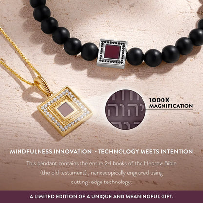 Illuminated Vision Sapphire Torah Nano Chip Necklace - Entire Hebrew Bible (Torah)