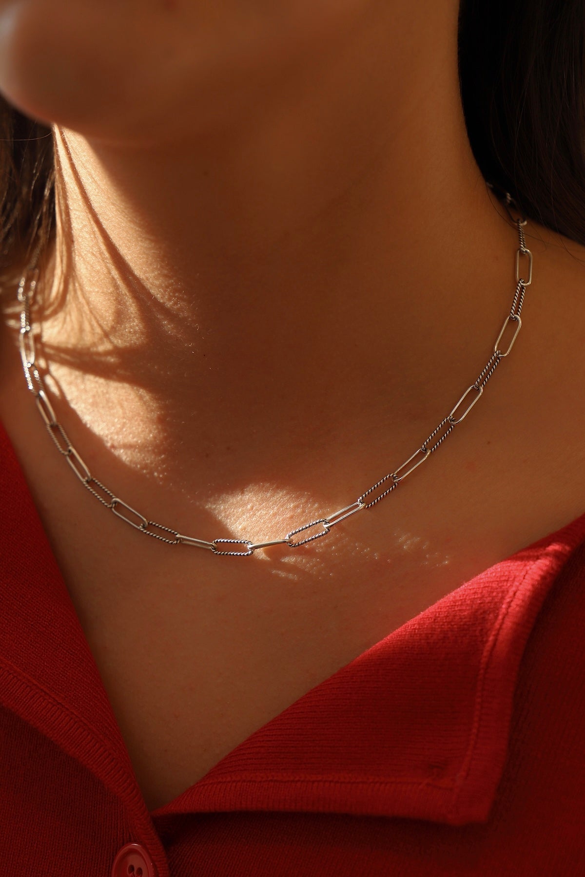 Cecilia Paperclip Chain - Antiqued Silver