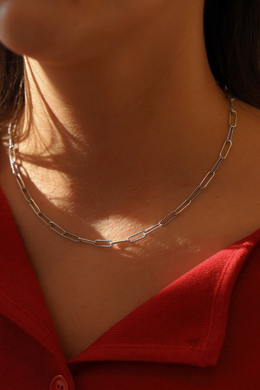 Cecilia Paperclip Chain - Antiqued Silver