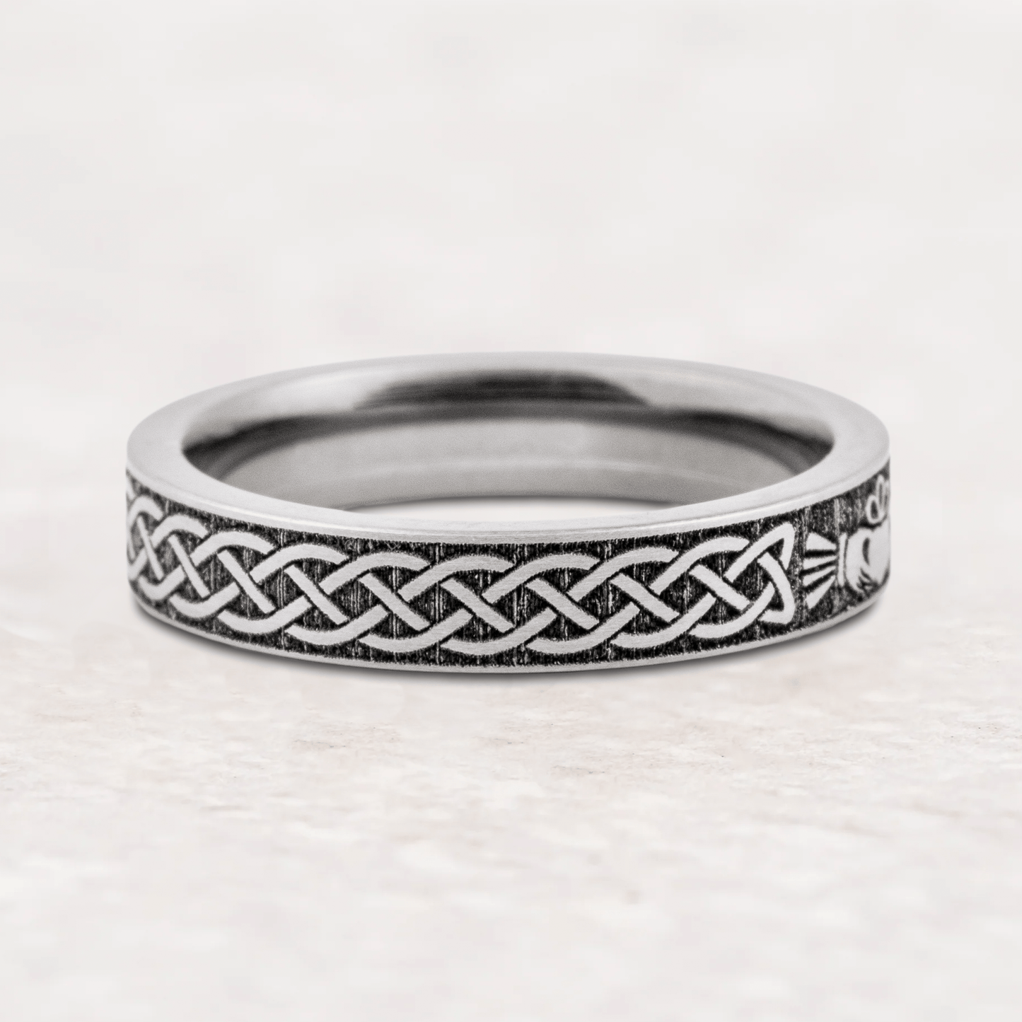 The Brigid - Women's Claddagh Ring / Celtic Wedding Ring - Titanium