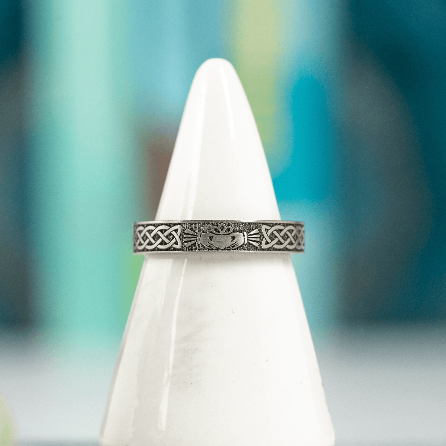 The Brigid - Women's Claddagh Ring / Celtic Wedding Ring - Titanium