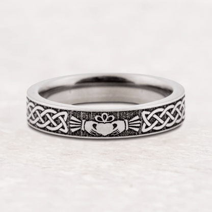 The Brigid - Women's Claddagh Ring / Celtic Wedding Ring - Titanium