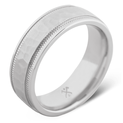 The Dapper - Men's Ring / Wedding Band - Cobalt Chrome with Mille-Grain Accents