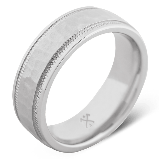 The Dapper - Men's Ring / Wedding Band - Cobalt Chrome with Mille-Grain Accents