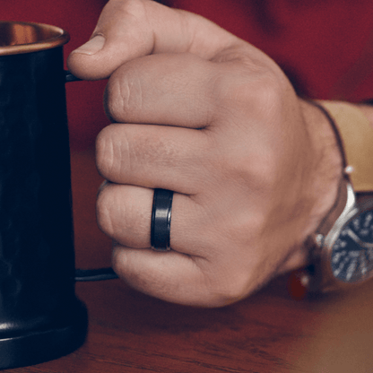 The Genius - Men's Ring / Wedding Band - Charcoal Gray Zirconium