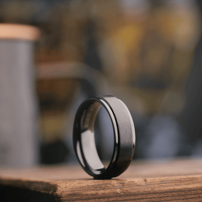 The Genius - Men's Ring / Wedding Band - Charcoal Gray Zirconium