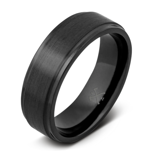 The Genius - Men's Ring / Wedding Band - Charcoal Gray Zirconium